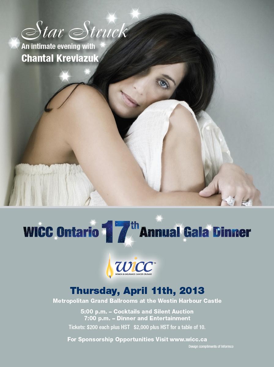 Youre invited on April 11th to attend WICC Ontarios 17th Annual Gala Dinner, Star Struck – featuring Chantal Kreviazuk Image