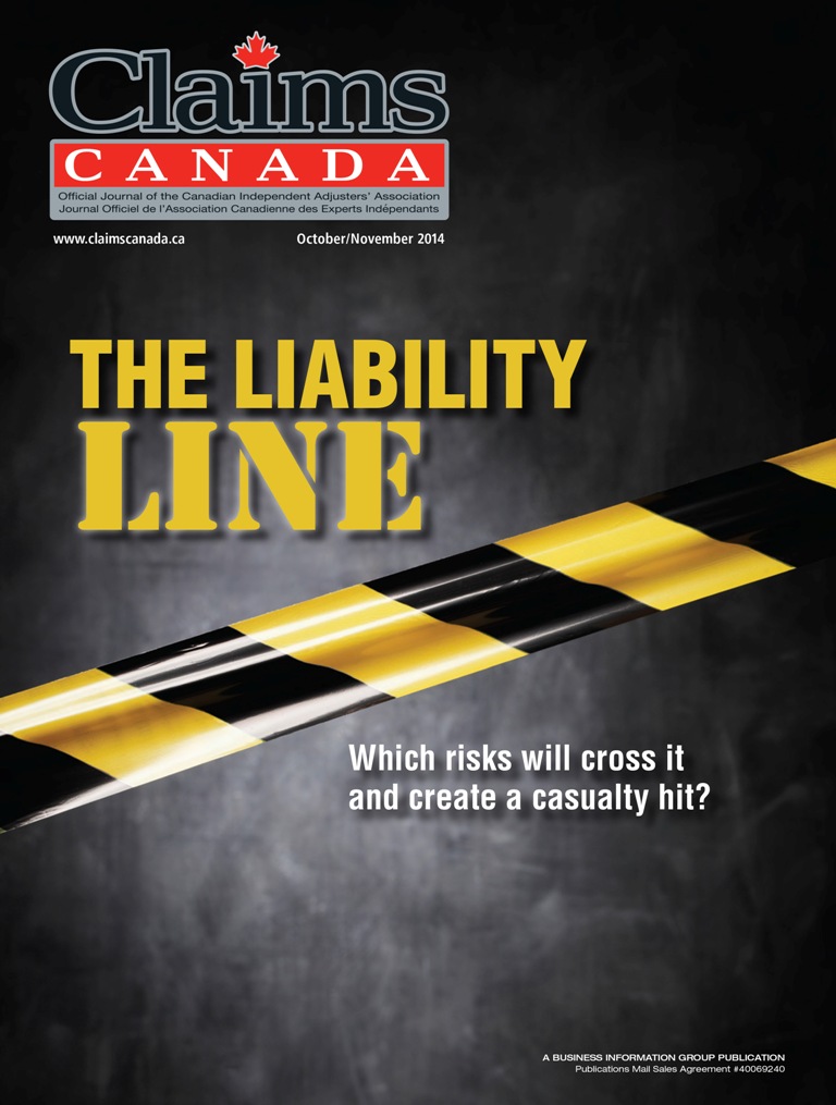 The Digital Edition of Claims Canada magazine’s October/November 2014 Issue Image