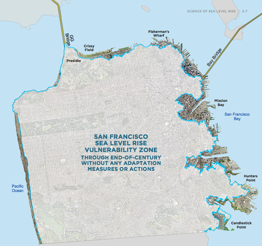 $39 billion worth of private property at risk, in San Francisco, from 1-metre extreme tide and 1.68-metre rise in sea level: RMS Image