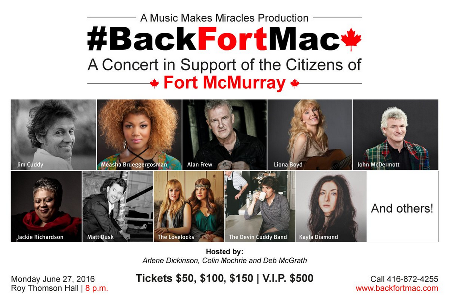 Over 30 Juno Awards to be represented on stage to perform at Benefit Concert #BackFortMac, Monday June 27 Image