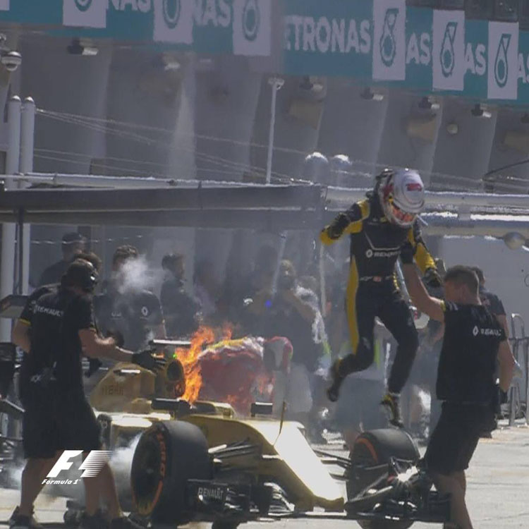 Faulty breather valve suspected cause of Formula One Grand Prix fire Image