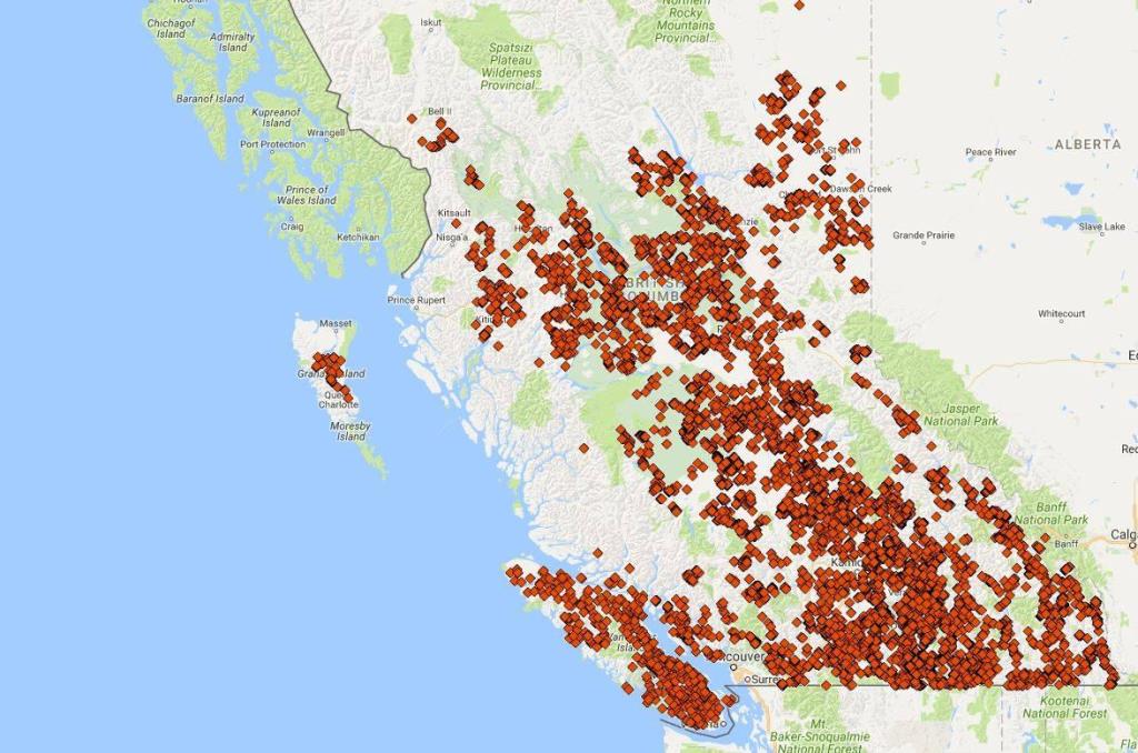 BC Wildfire Service interactive map helps distinguish between registered, open burns and wildfires Image