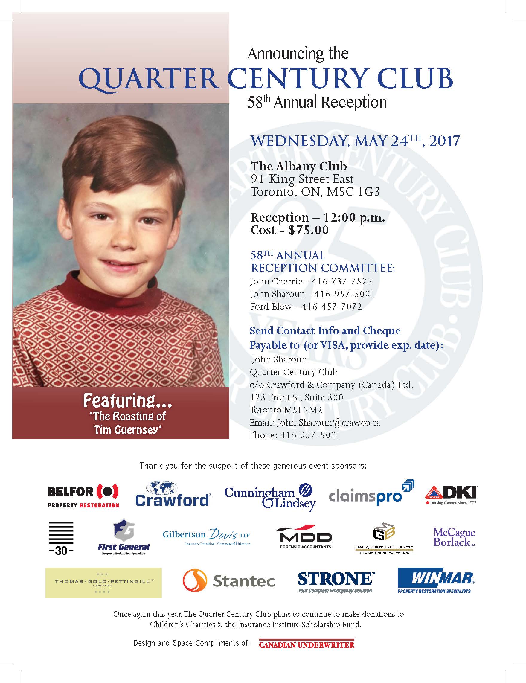 Quarter Century Club 58th Annual Reception, May 24, 2017 – Toronto – EVENT SOLD OUT! Image