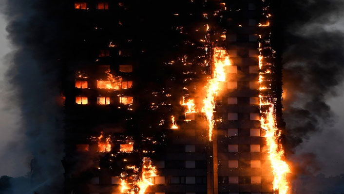 Six killed, 74 injured in massive London, U.K. high rise blaze Image
