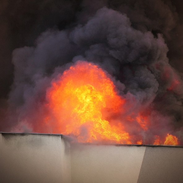 Debris blown into air as explosions and fire rock Alberta industrial park Image