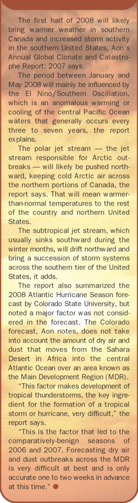 Aon predicts 2008 will be even warmer than 2007 Image