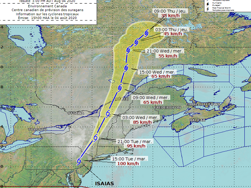 Tropical storm Isaias expected to bring heavy rain, wind gusts to eastern Canada Image