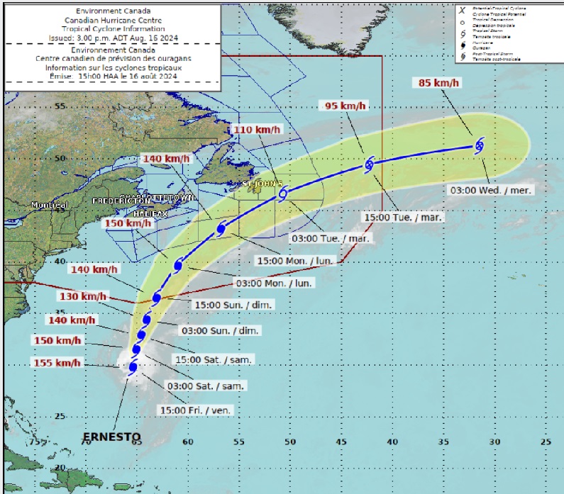 Ernesto projected to miss Halifax, brush past Newfoundland Image
