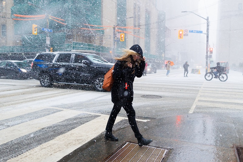 A spring storm in downtown Toronto on April 2, 2025