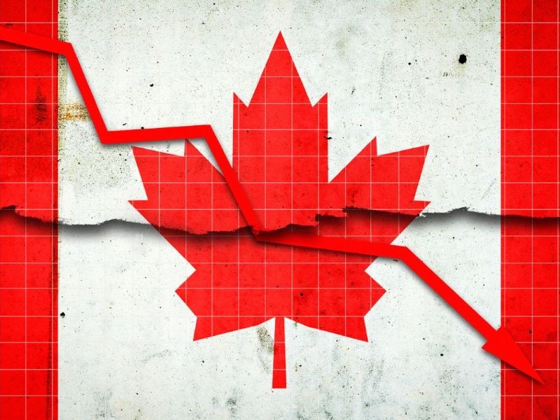 Canadian flag showing recession concerns