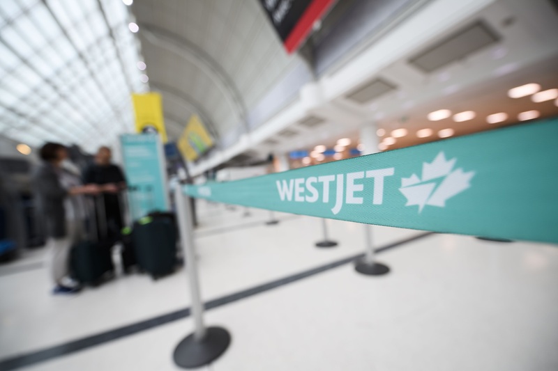 The WestJet check-in area at Pearson International Airport