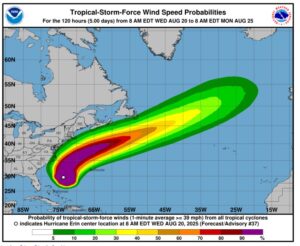 Erin to brush past Atlantic Canada, with forecasted risks of waves and wind Image