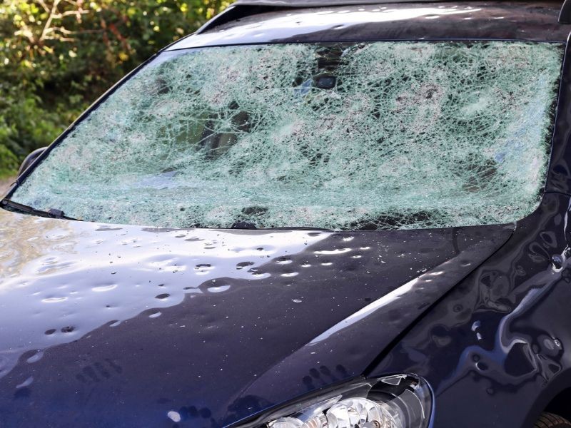 Car damaged by hail storm