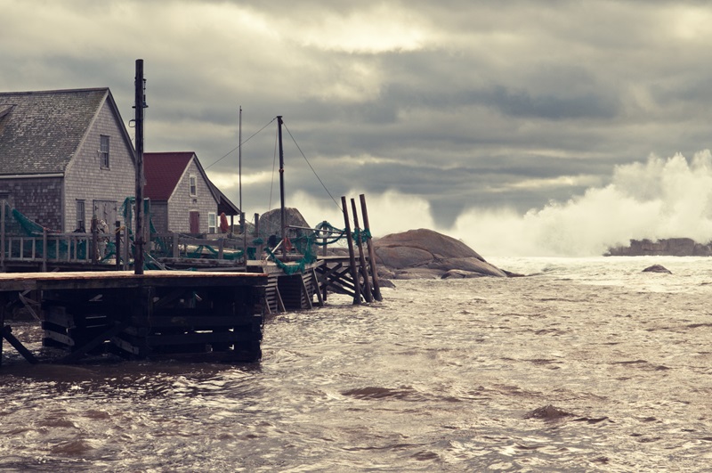 Waves crashing into Middle Point Cove in Atlantic Canada