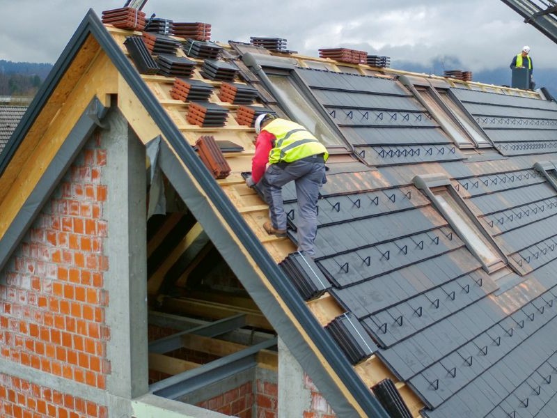 Fireproof roof being installed