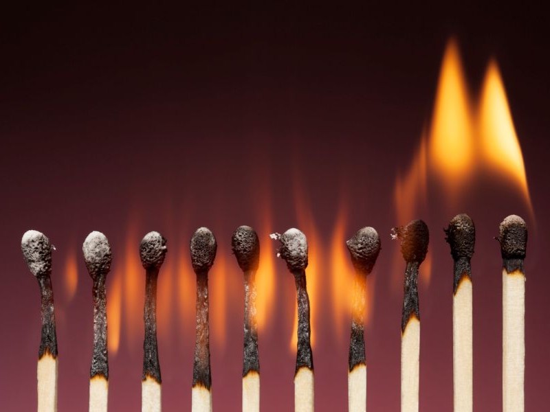 Matches representing burnout