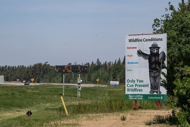 Wildfire signage in Saskatchewan
