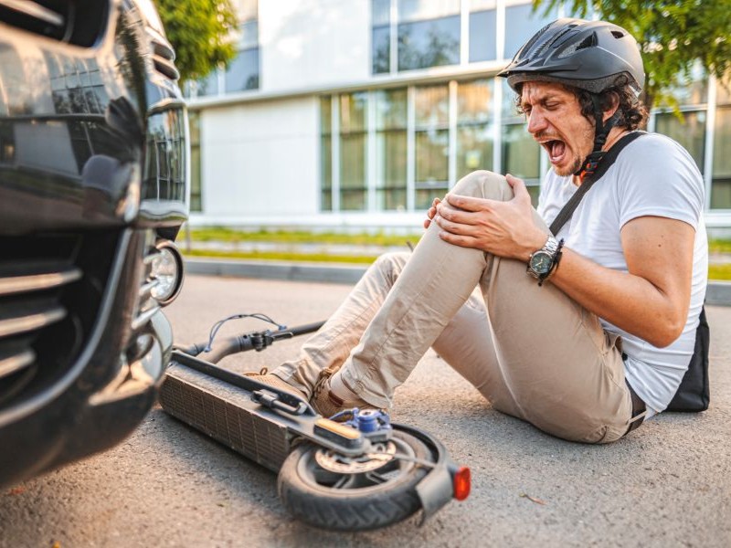 E-scooter rider injured by car