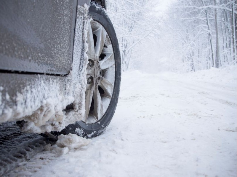 Winter tires on a car
