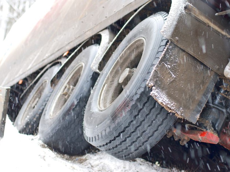 Truck that skidded off the road in the snow