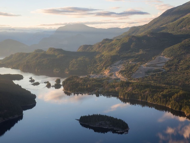 Aerial view of Sechelt Inlet in B.C.'s Sunshine Coast.