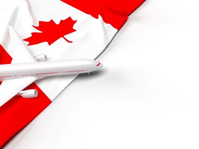 Canada trade mission represented by flag and aircraft