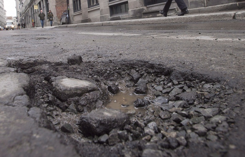 A pothole in Montreal.