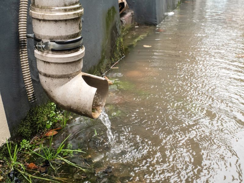 Downspout spilling out too close to the house