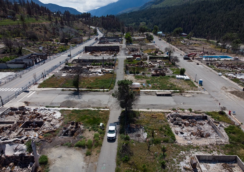 Structures that were destroyed by wildfire are seen in Lytton, B.C., on Tuesday, June 14, 2022. THE CANADIAN PRESS/Darryl Dyck