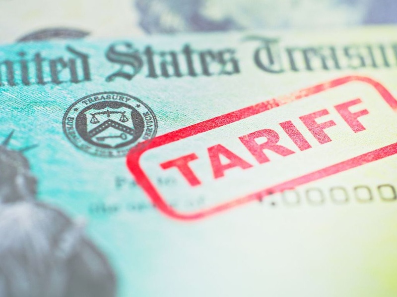 U.S. Treasury check with tariff stamp